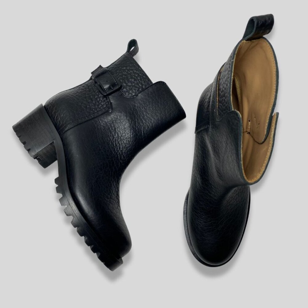 L'AUTRE CHOSE Buckle Black Leather Boots Size 36